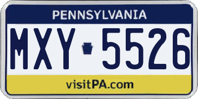 PA license plate MXY5526
