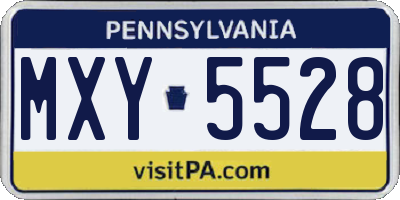 PA license plate MXY5528