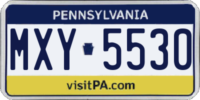 PA license plate MXY5530