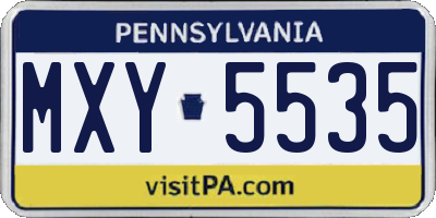 PA license plate MXY5535