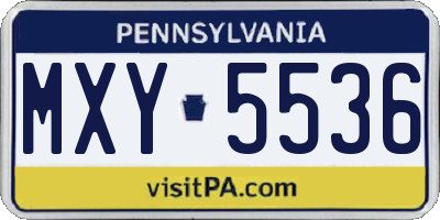 PA license plate MXY5536