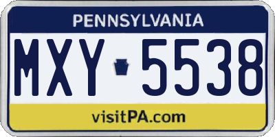 PA license plate MXY5538
