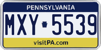 PA license plate MXY5539