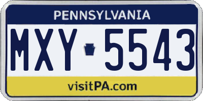 PA license plate MXY5543