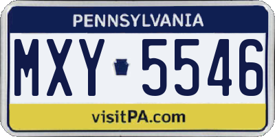 PA license plate MXY5546