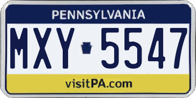 PA license plate MXY5547