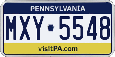 PA license plate MXY5548