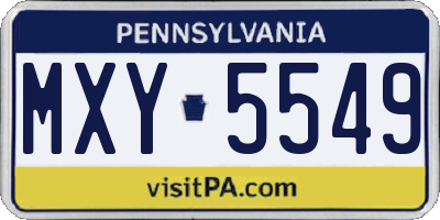 PA license plate MXY5549