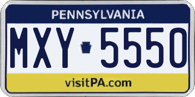 PA license plate MXY5550