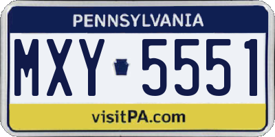 PA license plate MXY5551