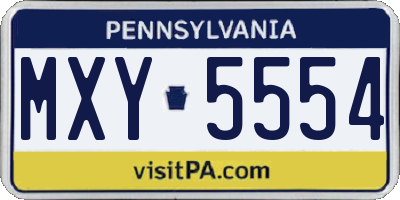PA license plate MXY5554
