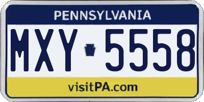 PA license plate MXY5558