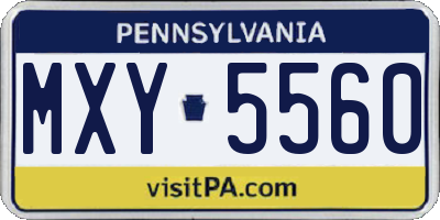 PA license plate MXY5560
