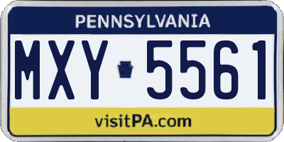 PA license plate MXY5561