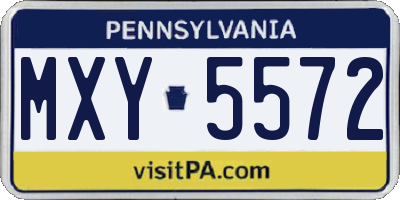 PA license plate MXY5572