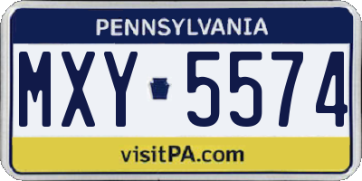 PA license plate MXY5574