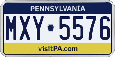 PA license plate MXY5576