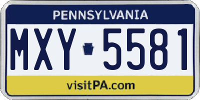 PA license plate MXY5581