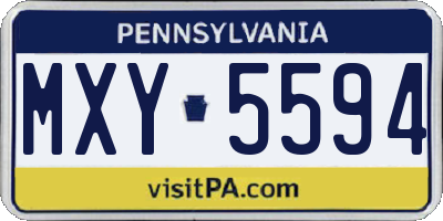 PA license plate MXY5594