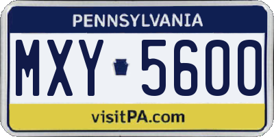 PA license plate MXY5600