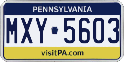 PA license plate MXY5603