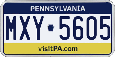 PA license plate MXY5605