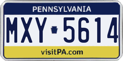 PA license plate MXY5614