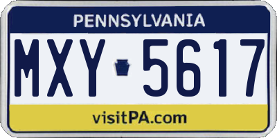 PA license plate MXY5617