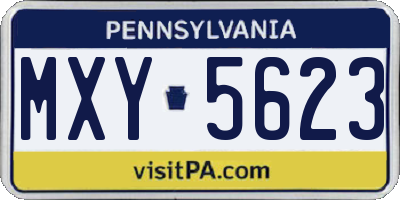 PA license plate MXY5623