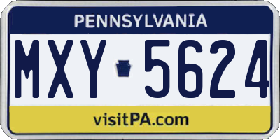 PA license plate MXY5624