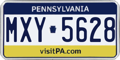 PA license plate MXY5628