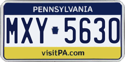 PA license plate MXY5630