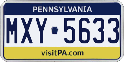 PA license plate MXY5633