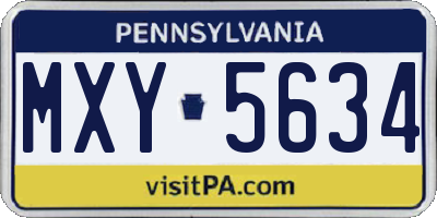 PA license plate MXY5634