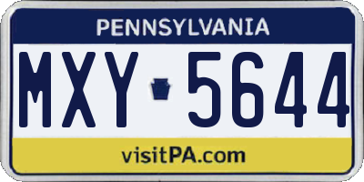 PA license plate MXY5644