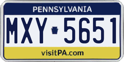 PA license plate MXY5651