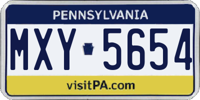 PA license plate MXY5654