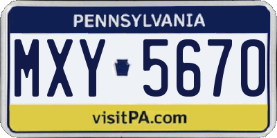 PA license plate MXY5670