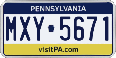 PA license plate MXY5671