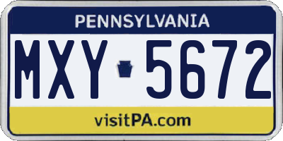 PA license plate MXY5672