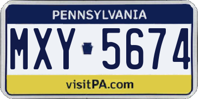 PA license plate MXY5674