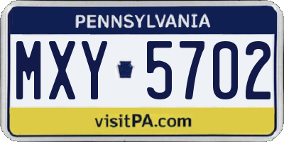 PA license plate MXY5702