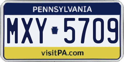 PA license plate MXY5709