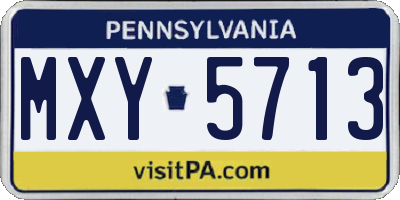 PA license plate MXY5713
