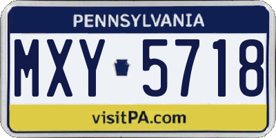 PA license plate MXY5718
