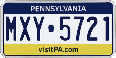 PA license plate MXY5721