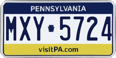 PA license plate MXY5724