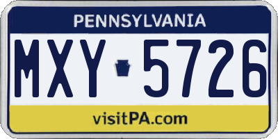 PA license plate MXY5726