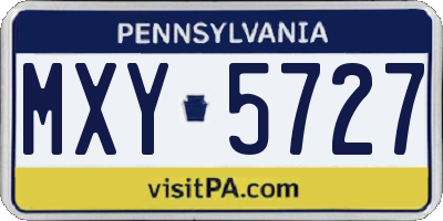 PA license plate MXY5727