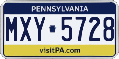 PA license plate MXY5728